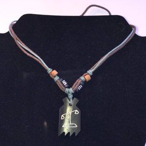 20" Cotton and Wood, Libra Scales Necklace